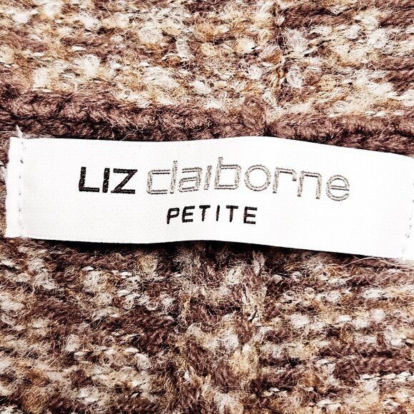 Liz Claiborne Cardigan Sweater Petite Large Womens Multicolor Knit Open Front - Picture 5 of 9